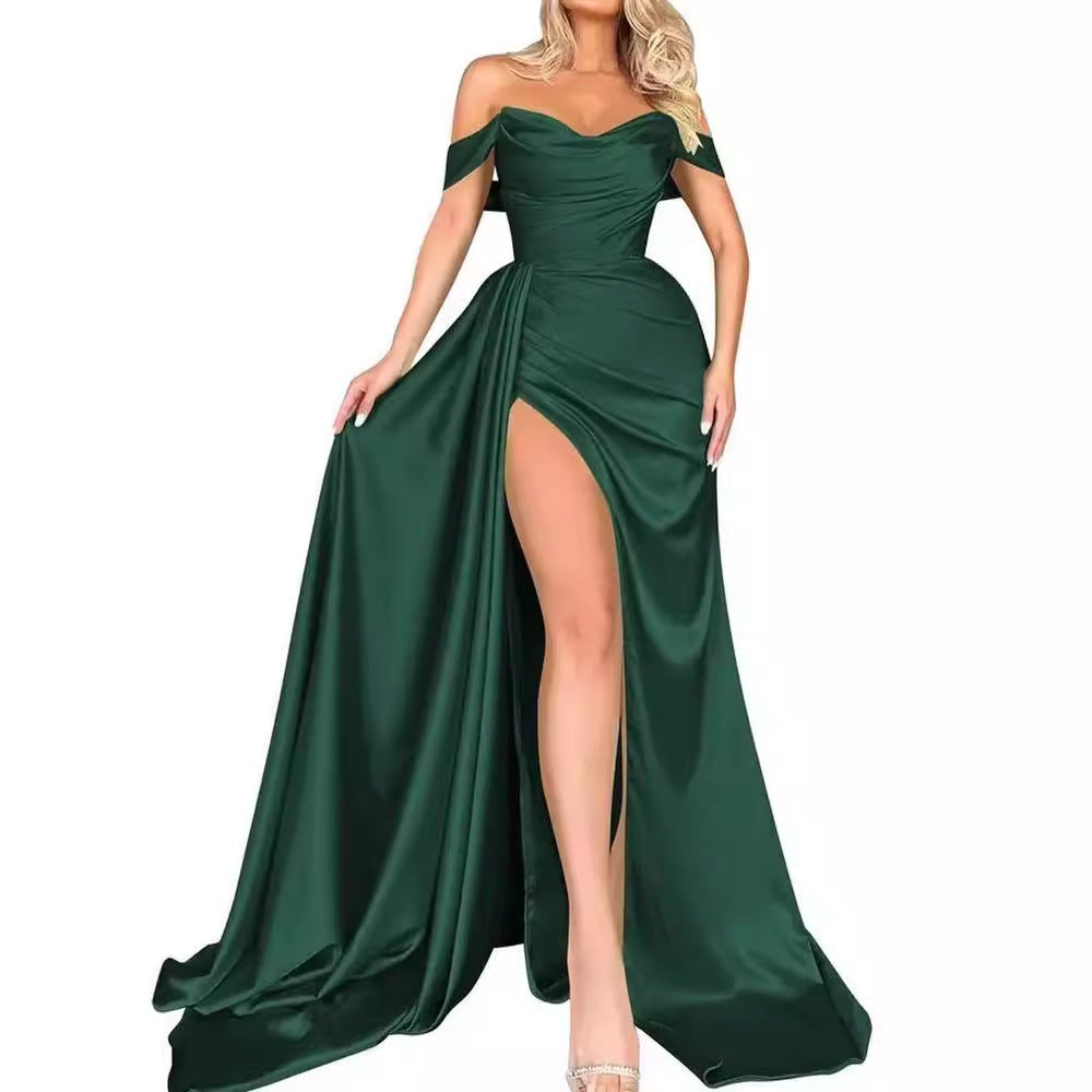 High Slit Sexy Host Slimming Party Wedding Dresses
