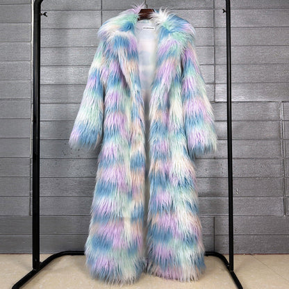 Women's Imitated Tibet Sheep Fur Jacquard Color Coats