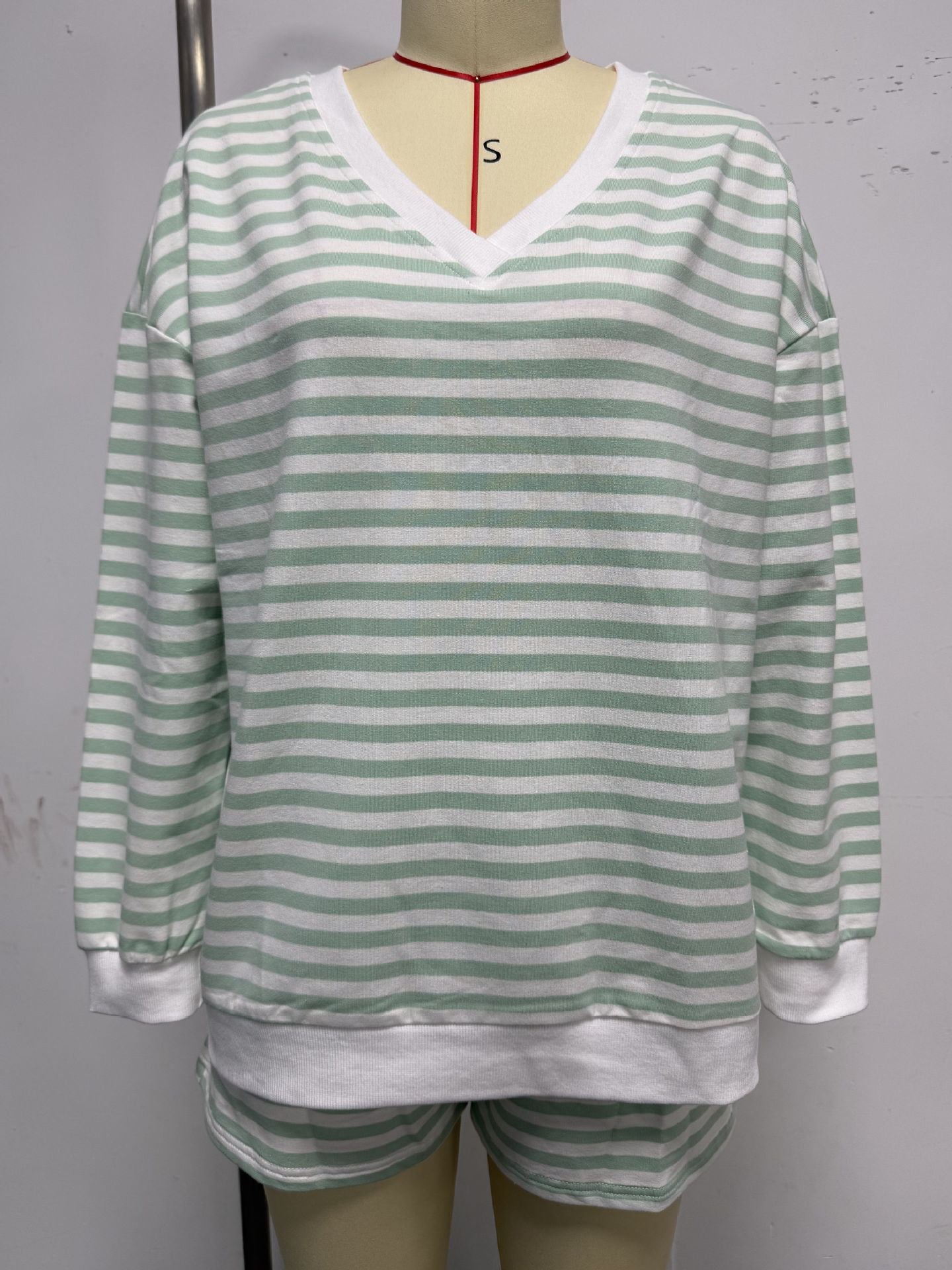 Women's Striped Casual Long-sleeved Elastic Waist Suits