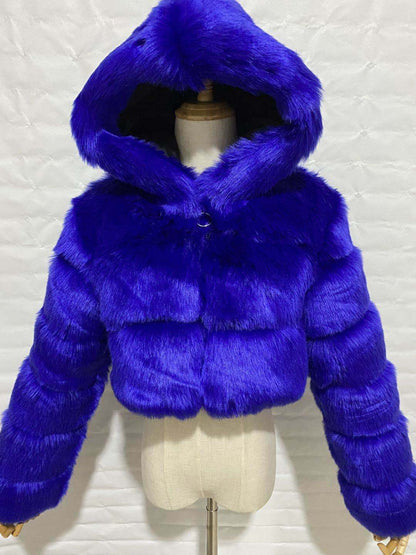 Creative Glamorous Imitation Fur Overcoat Fashion Coats