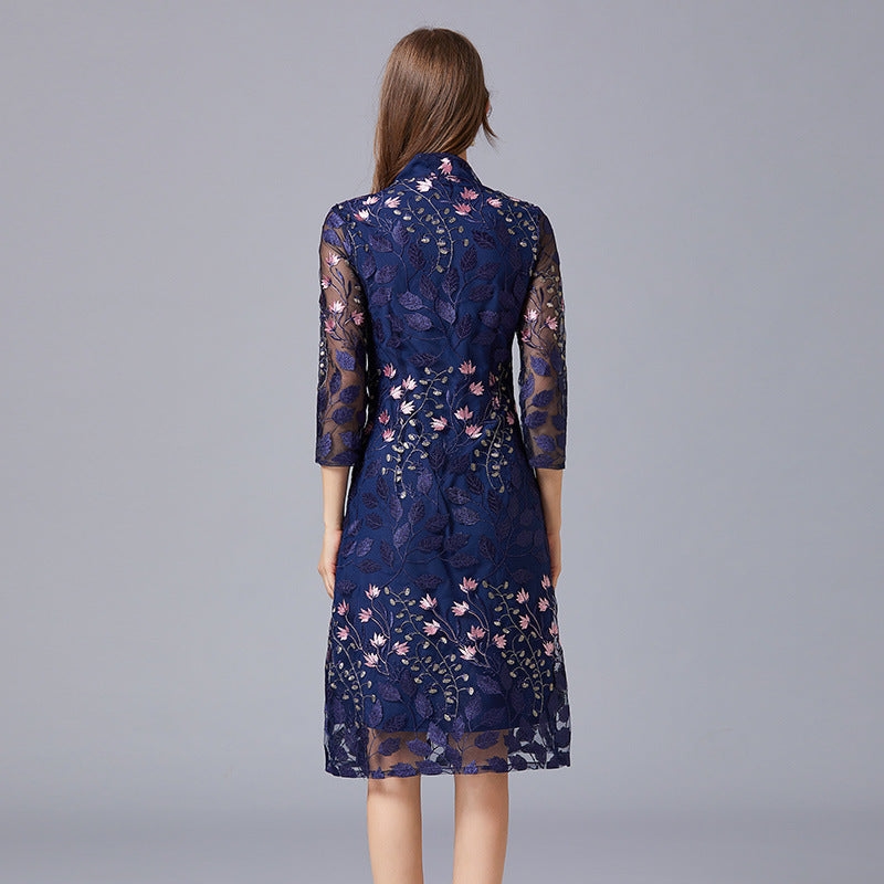 Embroidered Dress Young Versatile A- Line Dresses