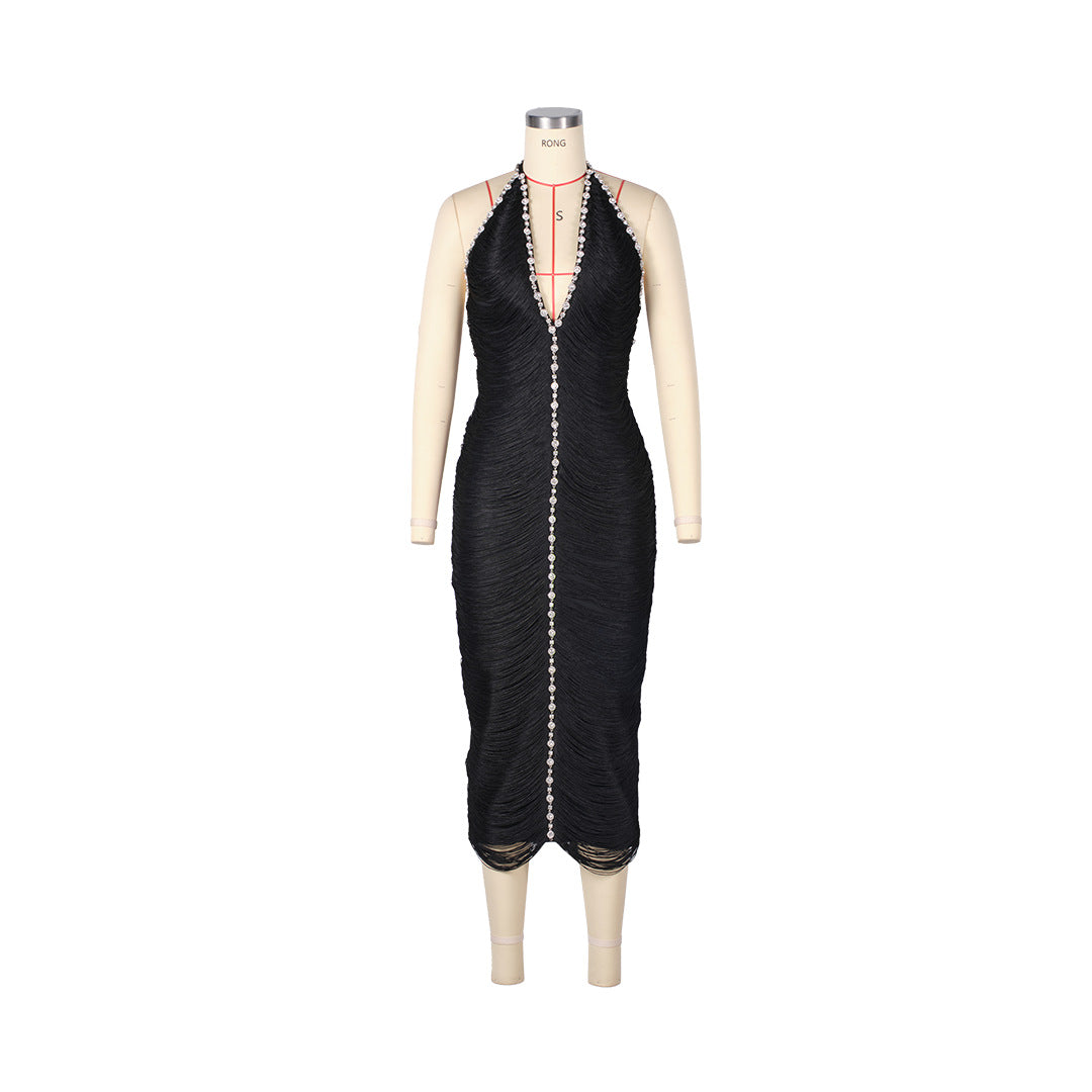 Women's Luxury Style Sleeveless Elegant Midi Senior Dresses