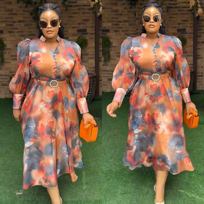 Women's Large Printed Long Dress Independent Fashion Dresses