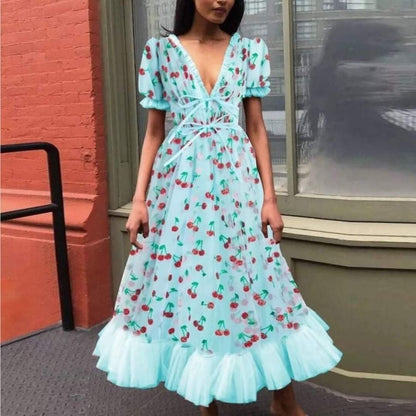 Dress French Strawberry Two-color Sequined Mesh Dresses