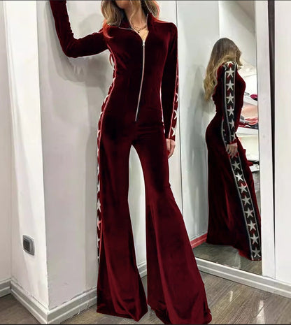 Fashion Veet Stitching Printing Long Sleeve Dresses