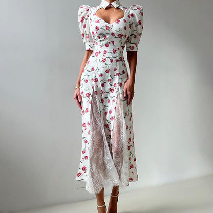 Women's Floral Dress Summer Design Lace Stitching Dresses