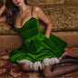 Women's Christmas Style Retro White Wear Matching Sling Waist Princess Dresses