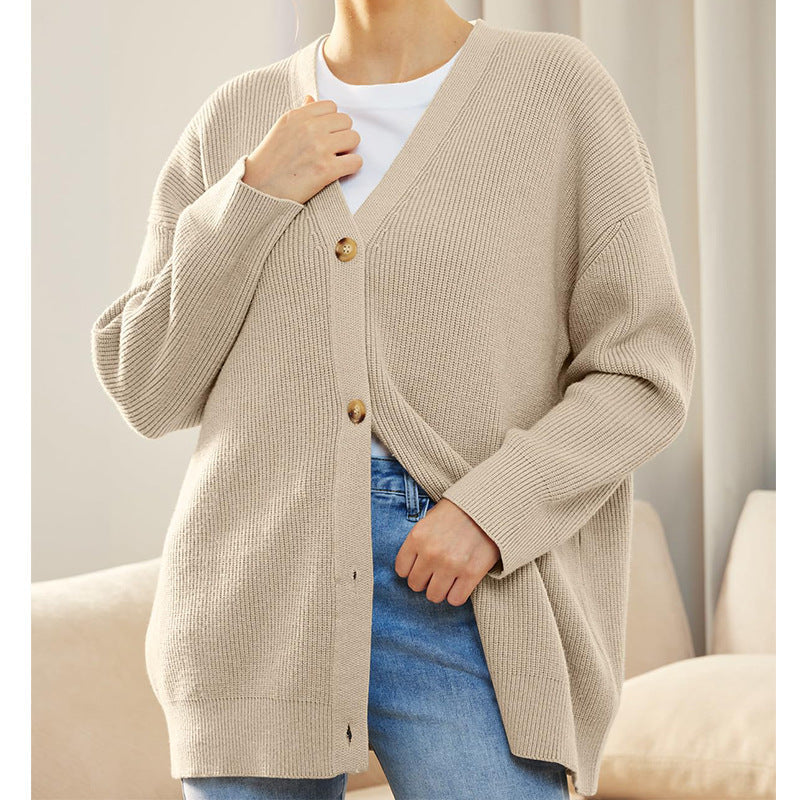 Women's Online Simple Knitted Button Solid Color Sweaters