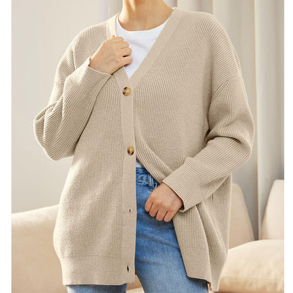 Women's Online Simple Knitted Button Solid Color Sweaters
