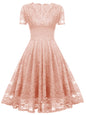 Women's Spring Floral Sleeve Zip Lace Dress Dresses