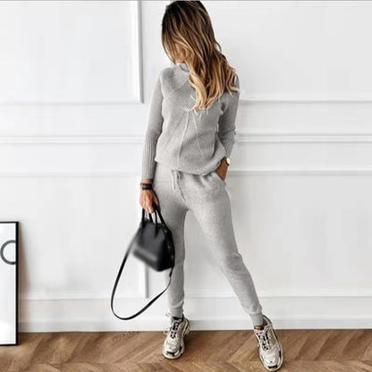 Women's Turtleneck Solid Color Fashion Casual Trousers Sweaters