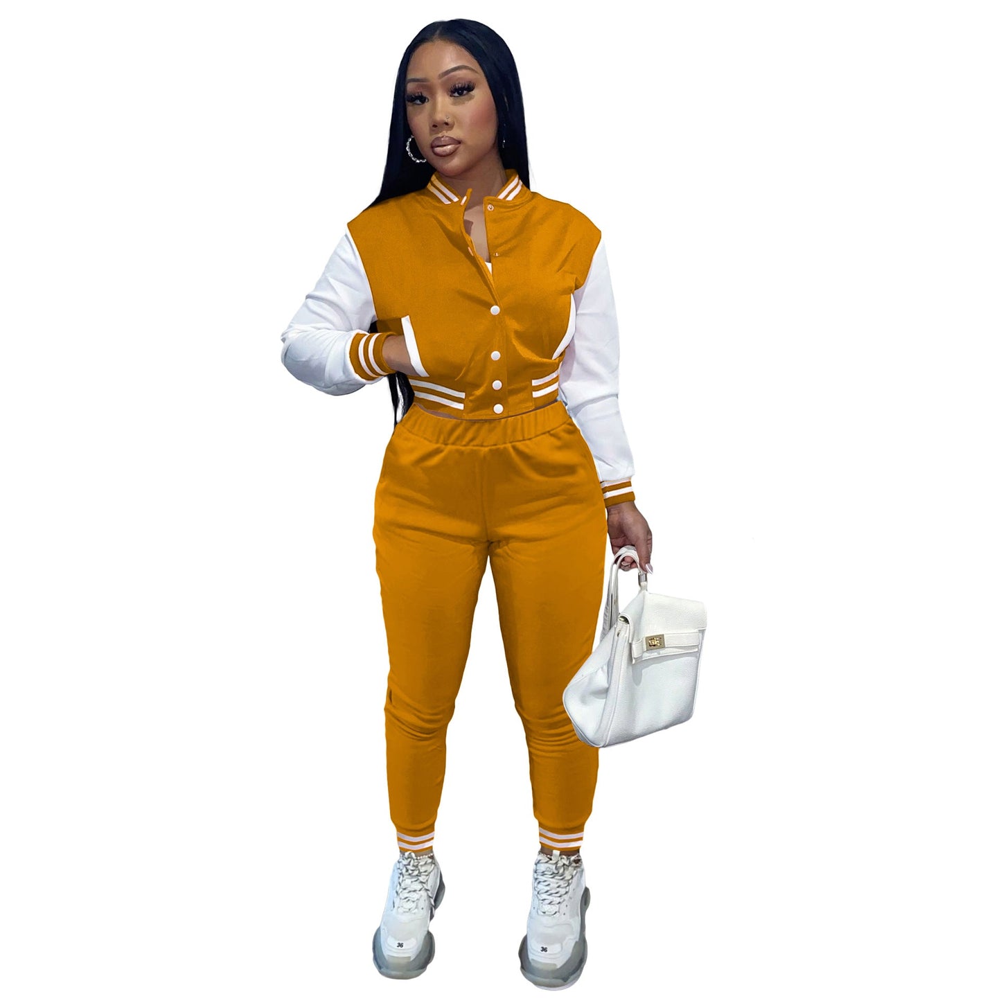 Women's Color Matching Single-breasted Stitching Long Sleeve Suits
