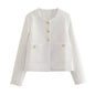Women's Autumn Round Neck Assorted Colors Button Coats