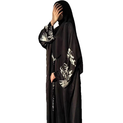 Spring Arabic Robe Printed Patchwork Loose Dresses