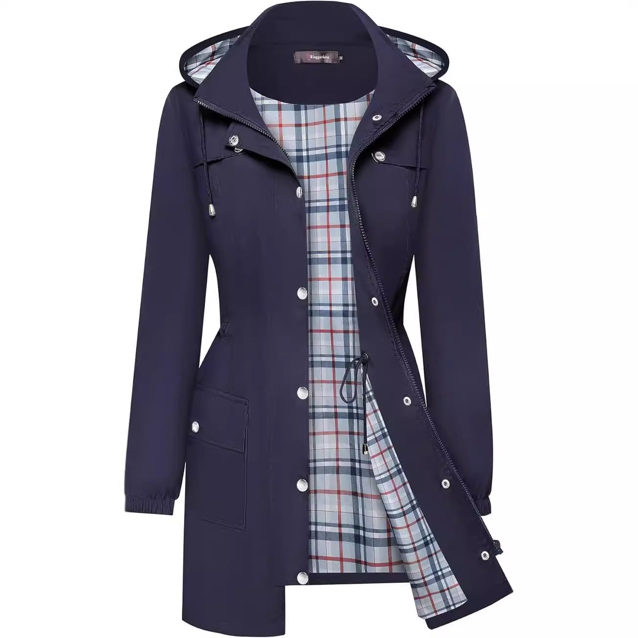 Women's Casual Fashion Plaid Long Sleeve Anorak Coats