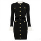 Long Sleeve Round Neck Belt Knitted Dresses
