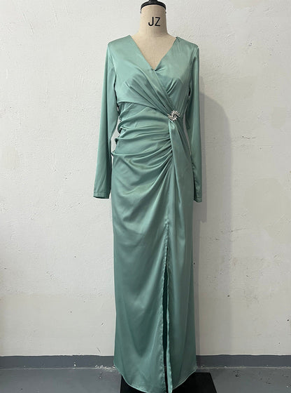 Women's Summer Solid Color Long Sleeve Slim Dresses