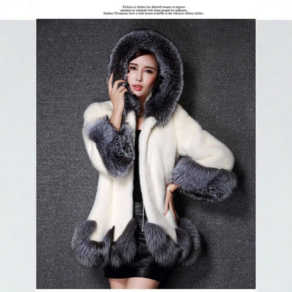 Women's Imitation Fur Overcoat Mid-length Mink Fox Coats
