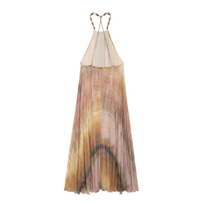 Women's Summer Hanging Collar Pleated Dress Dresses