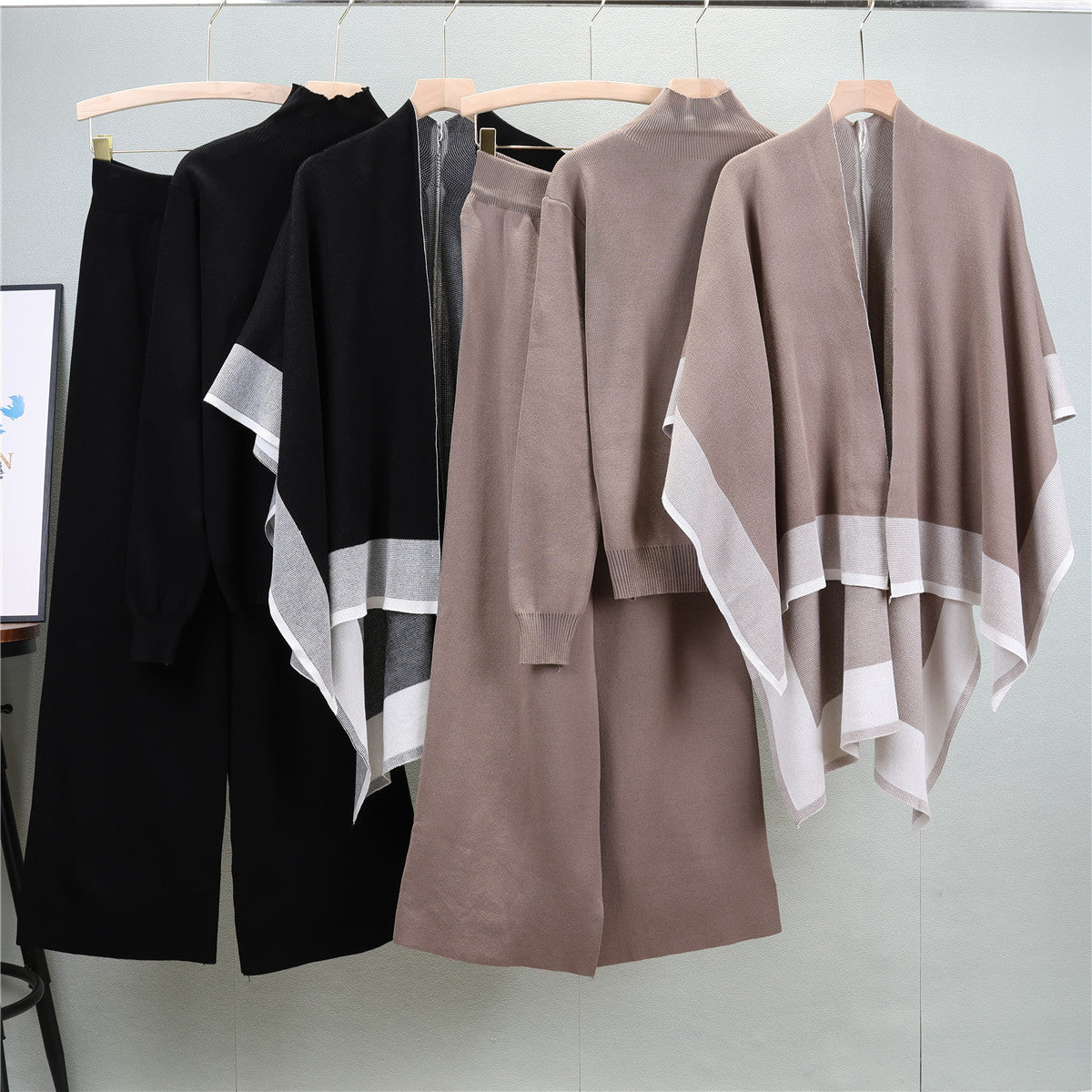 Women's Shawl Knitted Loose Three-piece Set Fashion Suits