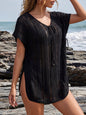 Summer Beach Vacation Blouse Women Clothing Irregular Asymmetric Lace up Woven Hollow Out Cutout Bikini Overclothes