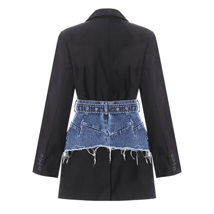 Spring Two-piece Denim Waist Seal Slimming Suits