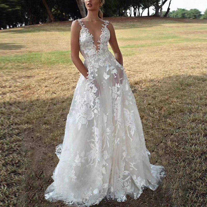 Pettiskirt Lace Bridal Dress Sexy White Wedding Dresses