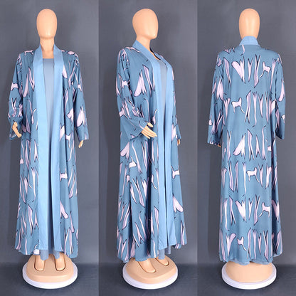 Women's African Wear Digital Printing Long Robe Suits