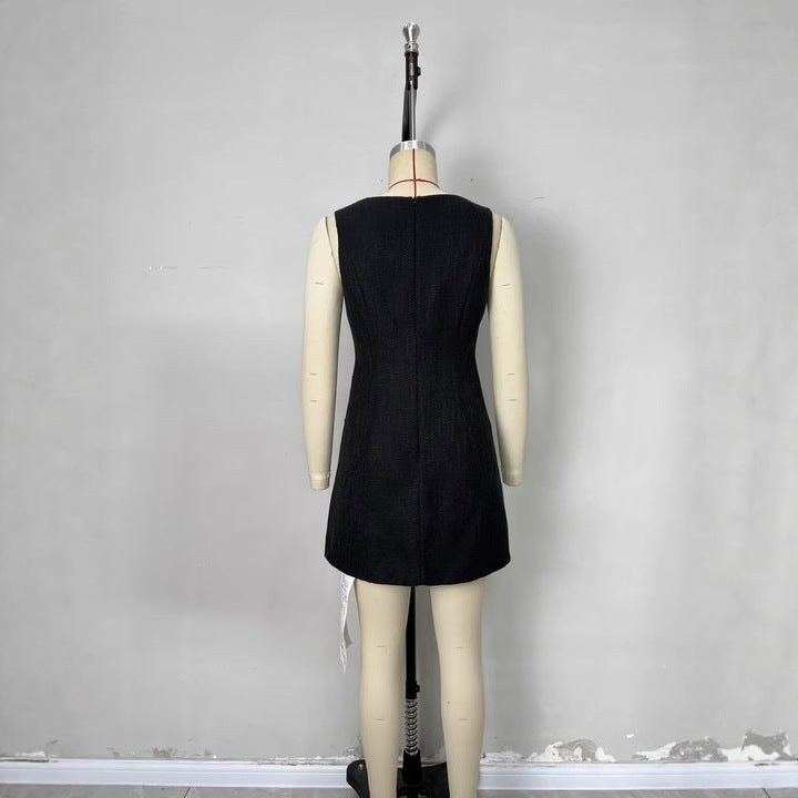 Women's French Elegant Dress Button Slimming Mini Dresses