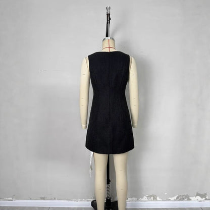 Women's French Elegant Dress Button Slimming Mini Dresses