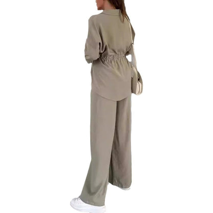 Women's Loose Casual Solid Color Drawstring Patch Suits