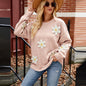 Women's Knitted Loose Idle Round Neck Flower Sweaters