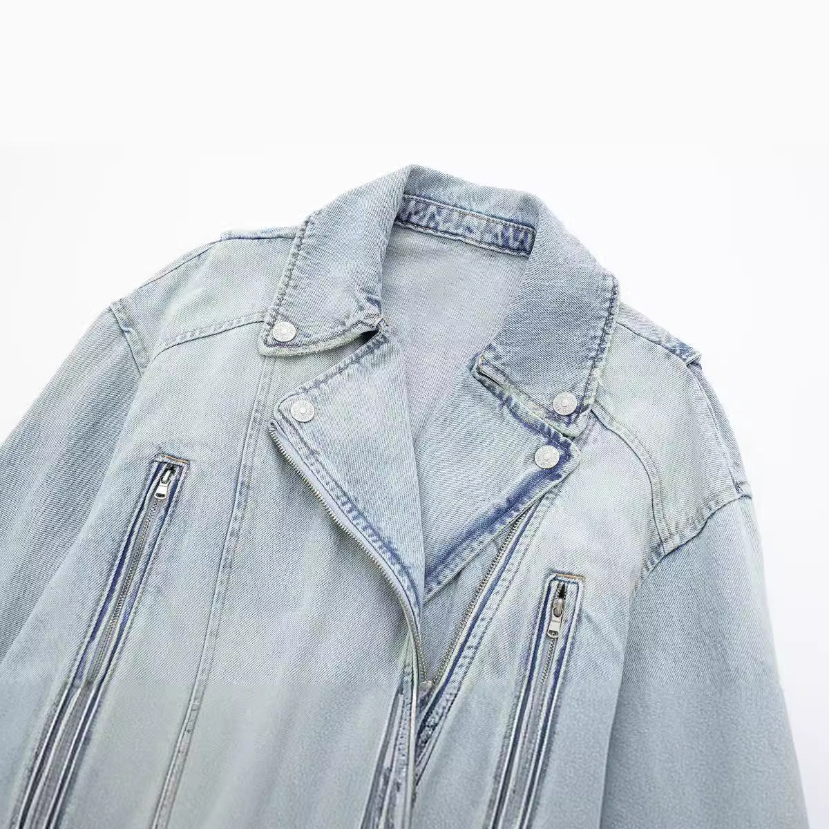 Women's Classic French Style Motorcycle Denim Coats