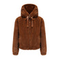 Women's Plush Hooded Long Sleeve Cotton Solid Coats