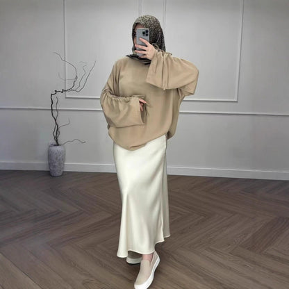 Muslim Lazy Loose Long Sleeve Contrast Suits