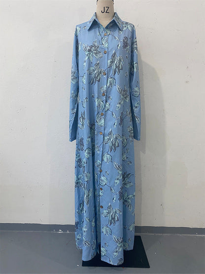 Women's Summer Fashion Printed Long Sleeve Loose Dresses