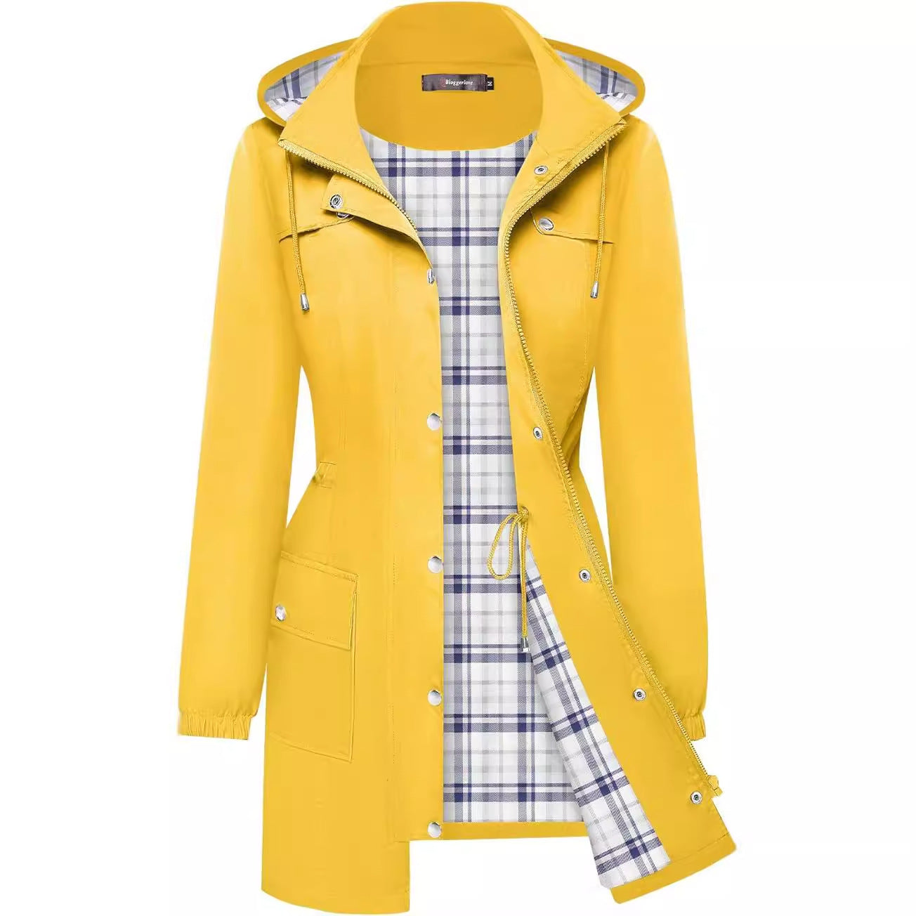 Women's Casual Fashion Plaid Long Sleeve Anorak Coats