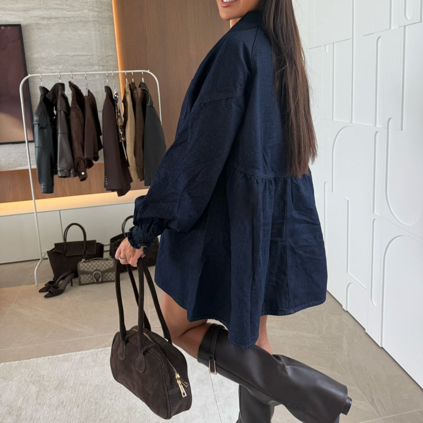 Women's Fashion Casual Shirt Button Long Sleeve Dresses