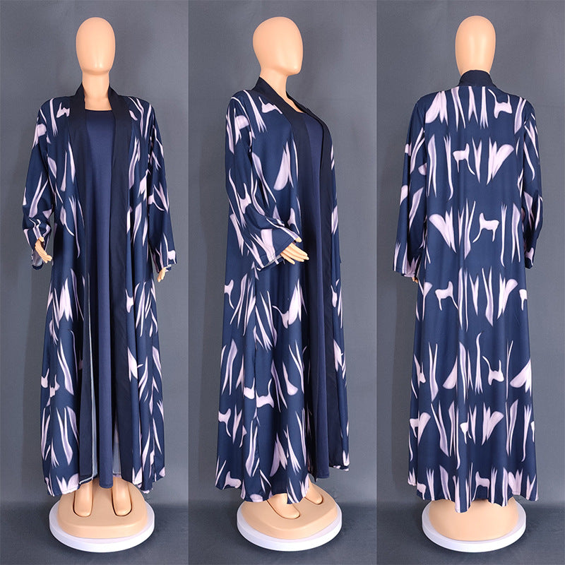 Women's African Wear Digital Printing Long Robe Suits