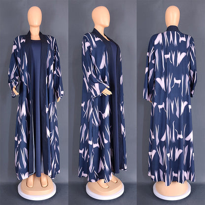Women's African Wear Digital Printing Long Robe Suits
