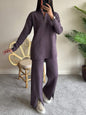 Women's Color Zipper Knitting High Neck Ribbing Suits