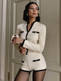 Women's Single-breasted Long Sleeve Thread Two-piece Set Suits
