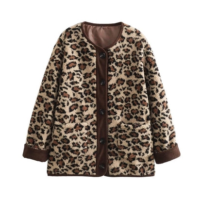 Women's American Printed Fashionable Loose Lamb Fur Coats