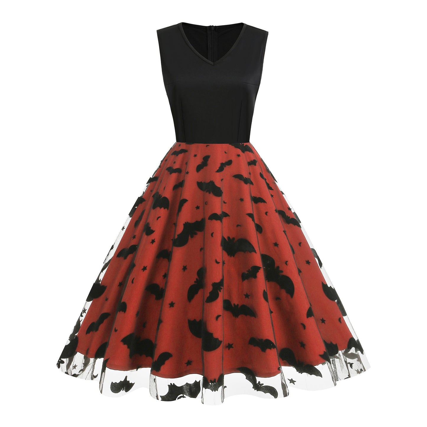Sleeveless Mesh Butterfly Patchwork Retro Dress Dresses