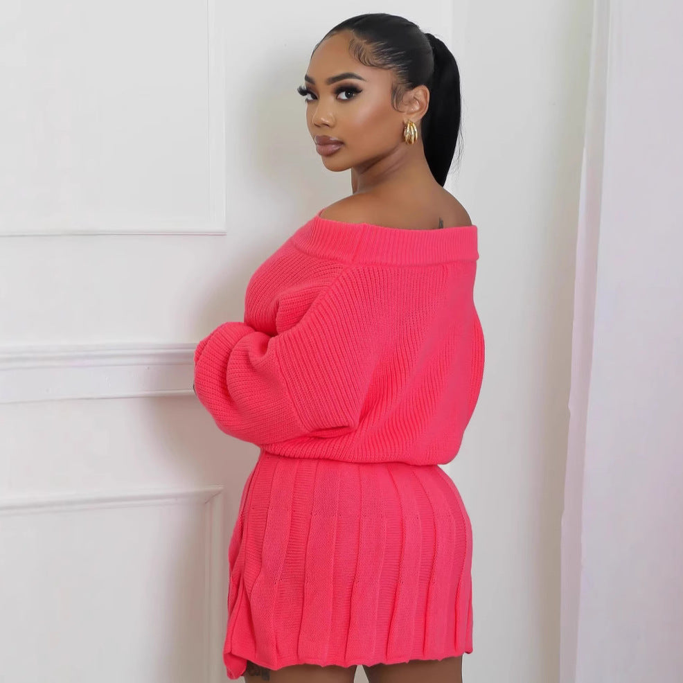 Women's Casual Solid Color Pleated Two-piece Set Tops