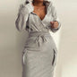 Waist Pocket Sweatshirt Dress Trimming Lace Up Long Dresses