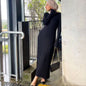Women's Sleeve Round Neck Sunken Stripe Knitted Dresses