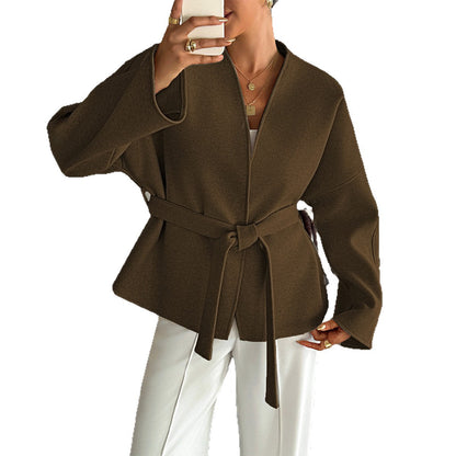 Women's Leisure Vacation Strap Long Sleeve Coats