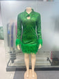 Women's Pretty Charming Patchwork Lapel Dress Dresses