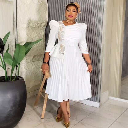 Women's Elegant Commuter Pleated African Wear Dress Dresses